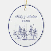  gestileerde polollen tekenen #2 Blauw Keramisch Ornament (Links)