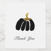 Gestileerde pompoenen in zwart, wit en goud wijn etiket (Enkel label)