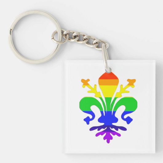 Gestileerde Regenboog Fleur de Lis Sleutelhanger (voorkant)