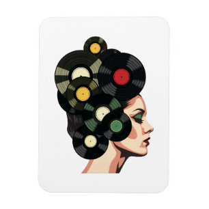 Gestileerde Retro Vinylplaat Poster Kunst Magneet
