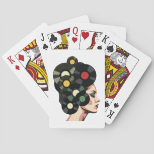 Gestileerde Retro Vinylplaat Poster Kunst Pokerkaarten