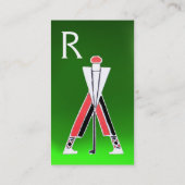 GESTILEERDE RODE GOLFER, GOLF INSTRUCTEUR MONOGRAM VISITEKAARTJE (Achterkant)