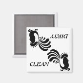 Gestileerde Rooster "Clean/Dirty" Dish Washer Magn Magneet (Voorkant / Achterkant)