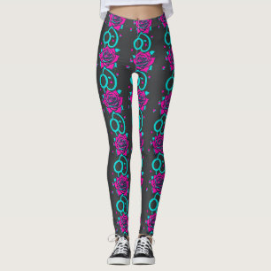 Gestileerde rozen in helder turquoise en roze leggings