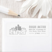 Gestileerde skyline van Detroit | Etiket (Insitu)
