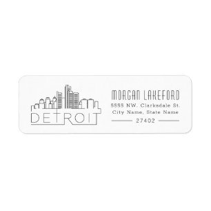 Gestileerde skyline van Detroit   Etiket