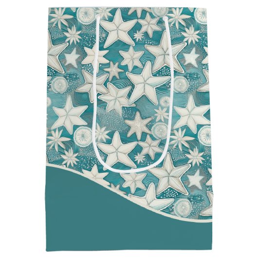Gestileerde Starfish & Sand Dollars Patroon#25 ID1 Medium Cadeauzakje (Achterkant)