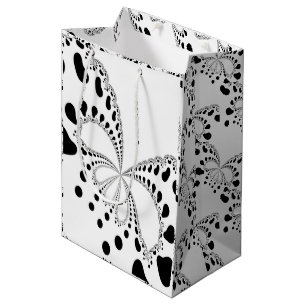 Gestileerde vlinder zwart en wit fractal kunst medium cadeauzakje