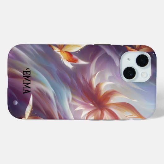 Gestileerde Vlinders en Bloem Aangepaste Naam Case-Mate iPhone Case (Achterkant (horizontaal))