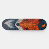 Gestileerde Vos Illustratie met Bloemige Achtergro Skateboard (Horizontaal)
