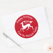 Gestileerde witte kerst herten ronde sticker (Envelop)