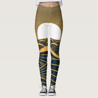 Gestileerde zon-maan, donkere zeeen illustratie. leggings