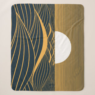 Gestileerde zon-maan, donkere zeeen illustratie. sherpa deken