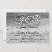  gestileerde zwarte en witte strandbruiloft kaart (Voorkant)