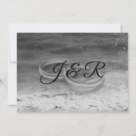 gestileerde zwarte en witte strandbruiloft kaart (Achterkant)