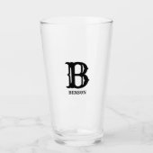 Gestileerde zwarte Initiaal en achternaam Glas (Voorkant)