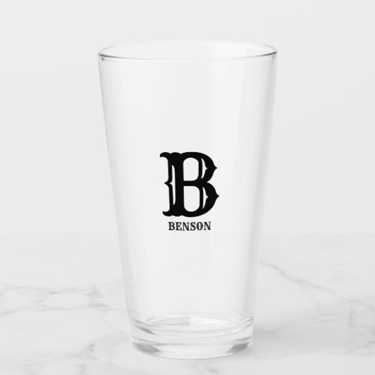 Gestileerde zwarte Initiaal en achternaam Glas (Voorkant)