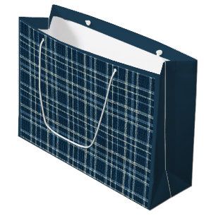 Gestippeld geruit patroon. Grijs-blauw. Groot Cadeauzakje