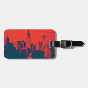gestippeld rood blauw retro stijl Pop art new york Bagagelabel