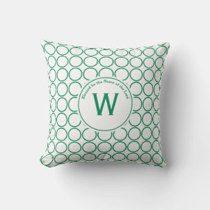 GESTIPPELD Wit Groen Aangepaste Monogram Kussen