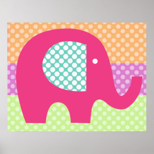 Gestippelde Olifant Babykamer Poster