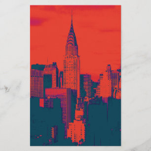 Gestippelde rode retro stijl popart New York City Briefpapier