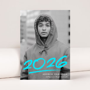 Gestippelde Turquoise Klas van 2026 Foto Afstudere Aankondiging