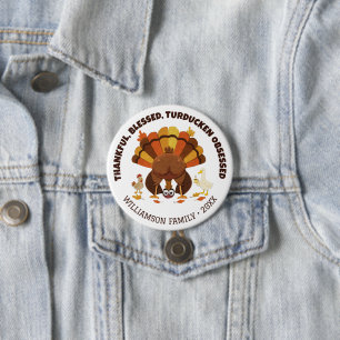 GESTOORD DOOR TURDUCKEN Grappige Thanksgiving Ronde Button 7,6 Cm
