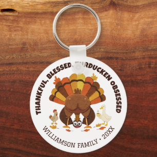 GESTOORD DOOR TURDUCKEN Grappige Thanksgiving Sleutelhanger