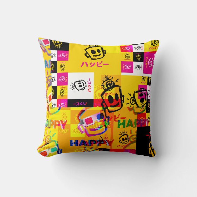 GESTOORDE HAPPY Kussen (Voorkant)