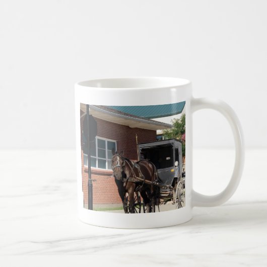 Gestopt voor een Spell, een Amiish Horse bij stopt Koffiemok (Rechts)