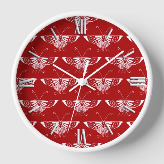 Gestormde Deco-vlinder - donkerrood en wit (Voorkant)