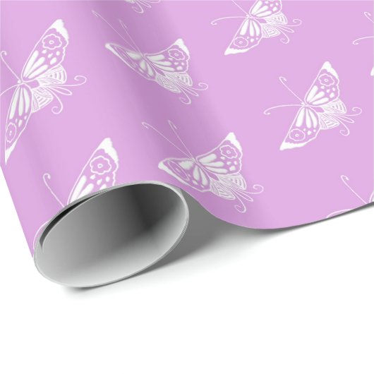 Gestormde Deco-vlinder - lichte orchidee Cadeaupapier (Rol Hoek)