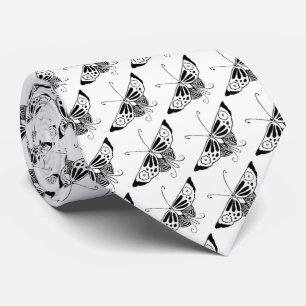 Gestormde Deco-vlinder - wit en zwart Stropdas