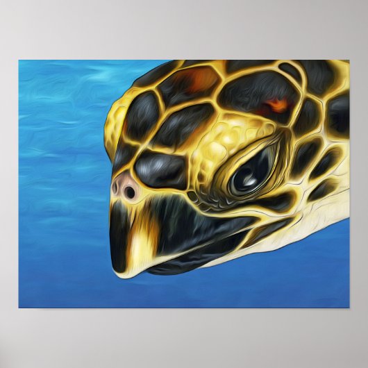 Gestormde Hawksbill Zee Turtle Poster (Voorkant)