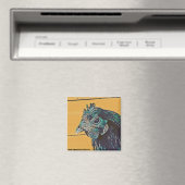 Gestormde kip #1 blauwgroen magneet (Insitu (Vaatwasser))