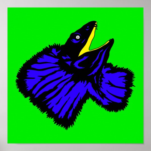 Gestormde Neon Blue Frilled-nekhagedis Poster (Voorkant)