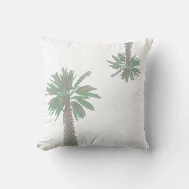 Gestormde palmboom Pastel Green Tropical Kussen (Voorkant)