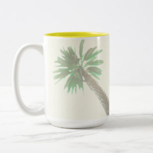 Gestormde palmboom Pastel Green Tropical Tweekleurige Koffiemok