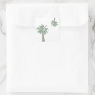 Gestormde palmboom Pastel Green Tropical Vierkante Sticker