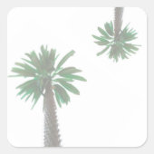 Gestormde palmboom Pastel Green Tropical Vierkante Sticker (Voorkant)