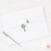 Gestormde palmboom Pastel Green Tropical Vierkante Sticker (Envelop)