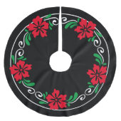 Gestormde rode hibiscus, felle kerstmis kerstboom rok (Voorkant)