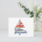 Gestormde tropische zeilboot briefkaart (Staand voorkant)