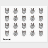 Gestormde Wolf Head Ronde Sticker (Vel)