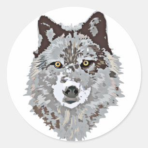 Gestormde Wolf Head Ronde Sticker