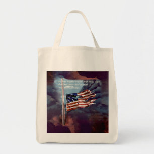 Gestorven, maar niet vergeten, rook- en tornvlag tote bag