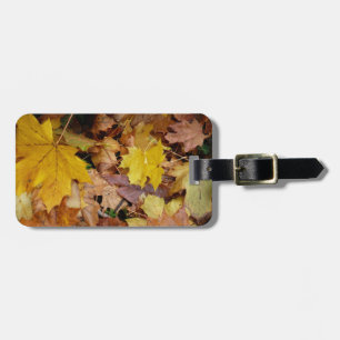 Gestorven Maple laat Yellow Autumn Natuur Bagagelabel