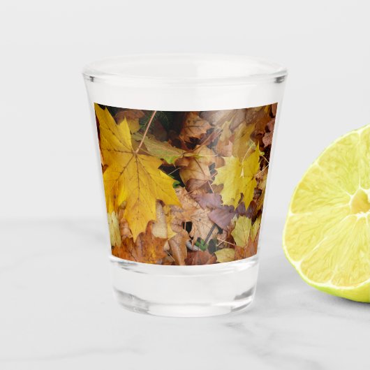 Gestorven Maple laat Yellow Autumn Natuur Shot Glas (Voorkant)