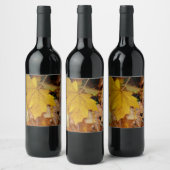 Gestorven Maple laat Yellow Autumn Natuur Wijn Etiket (Flessen)